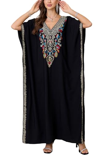 L-Peach Damen Bohemian Kaftan Maxi Loungewear Übergroße Nachthemd Homewear Strand Vertuschen Kleid von L-Peach