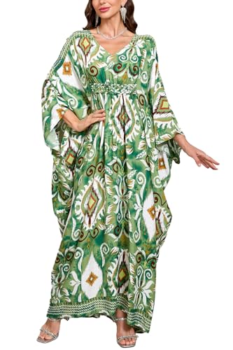 L-Peach Damen Bohemian Kaftan Maxi Loungewear Übergroße Nachthemd Homewear Strand Vertuschen Kleid von L-Peach