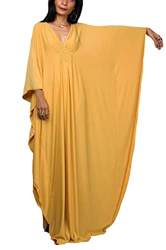 L-Peach Damen Bohemian Kaftan Maxi Loungewear Übergroße Nachthemd Homewear Strand Vertuschen Kleid von L-Peach