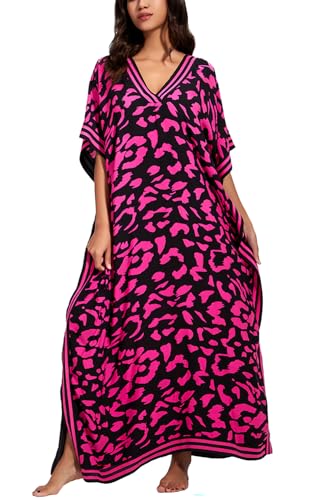 L-Peach Damen Bohemian Kaftan Maxi Loungewear Übergroße Nachthemd Homewear Strand Vertuschen Kleid von L-Peach