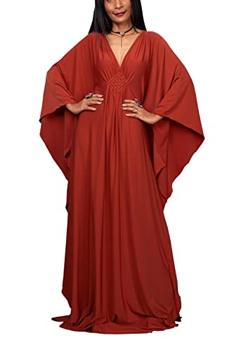 L-Peach Damen Bohemian Kaftan Maxi Loungewear Übergroße Nachthemd Homewear Strand Vertuschen Kleid von L-Peach