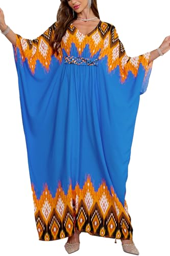 L-Peach Damen Bohemian Kaftan Maxi Loungewear Übergroße Nachthemd Homewear Strand Vertuschen Kleid von L-Peach