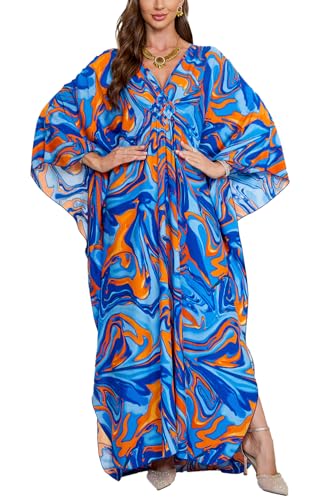 L-Peach Damen Bohemian Kaftan Nachthemd Langes Loungewear Strandkleid Vertuschungen Robe Sarong Pareo von L-Peach