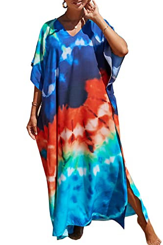 L-Peach Damen Bohemian Kaftan Nachthemd Langes Loungewear Strandkleid Vertuschungen Robe Sarong Pareo von L-Peach