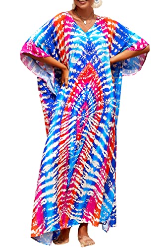 L-Peach Damen Bohemian Kaftan Nachthemd Langes Loungewear Strandkleid Vertuschungen Robe Sarong Pareo von L-Peach