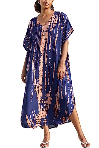 L-Peach Damen Bohemian Kaftan Nachthemd Langes Loungewear Strandkleid Vertuschungen Robe Sarong Pareo von L-Peach