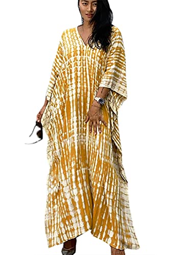 L-Peach Damen Bohemian Kaftan Nachthemd Langes Loungewear Strandkleid Vertuschungen Robe Sarong Pareo von L-Peach