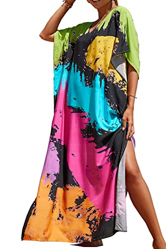 L-Peach Damen Bohemian Kaftan Nachthemd Langes Loungewear Strandkleid Vertuschungen Robe Sarong Pareo von L-Peach
