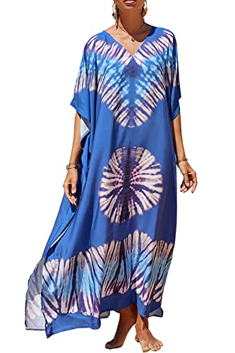 L-Peach Damen Bohemian Kaftan Nachthemd Langes Loungewear Strandkleid Vertuschungen Robe Sarong Pareo von L-Peach