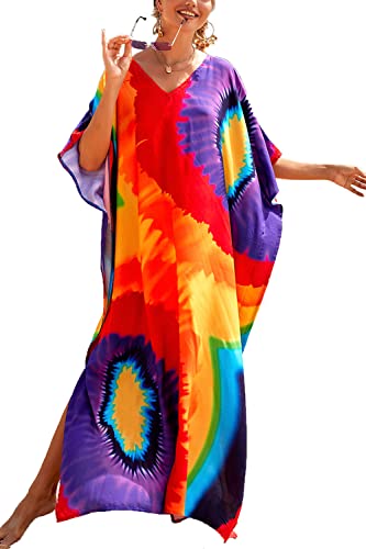 L-Peach Damen Bohemian Kaftan Nachthemd Langes Loungewear Strandkleid Vertuschungen Robe Sarong Pareo von L-Peach