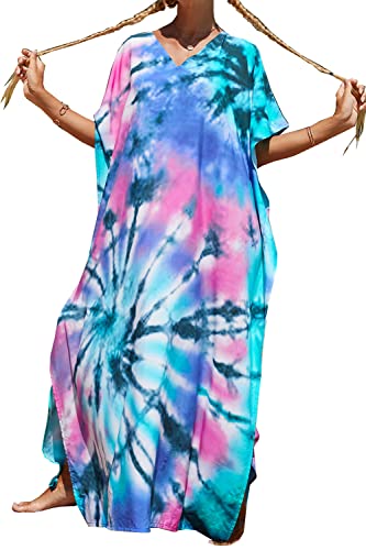 L-Peach Damen Bohemian Kaftan Nachthemd Langes Loungewear Strandkleid Vertuschungen Robe Sarong Pareo von L-Peach