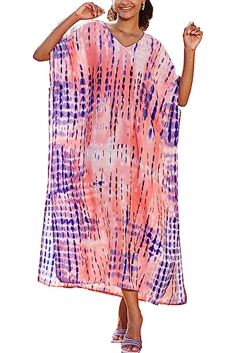 L-Peach Damen Bohemian Kaftan Nachthemd Langes Loungewear Strandkleid Vertuschungen Robe Sarong Pareo von L-Peach