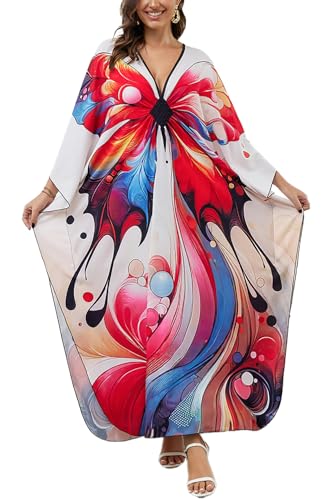 L-Peach Damen Bohemian Kaftan Nachthemd Langes Loungewear Strandkleid Vertuschungen Robe Sarong Pareo von L-Peach