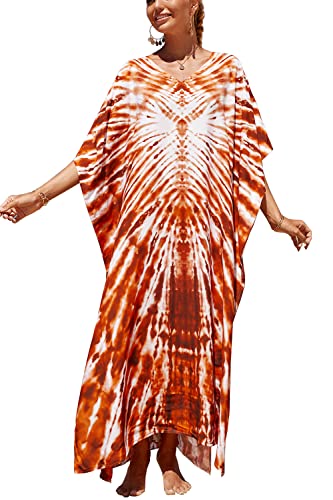 L-Peach Damen Bohemian Kaftan Nachthemd Langes Loungewear Strandkleid Vertuschungen Robe Sarong Pareo von L-Peach