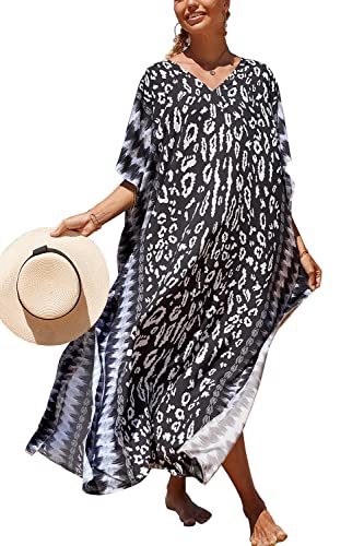 L-Peach Damen Bohemian Kaftan Nachthemd Langes Loungewear Strandkleid Vertuschungen Robe Sarong Pareo von L-Peach