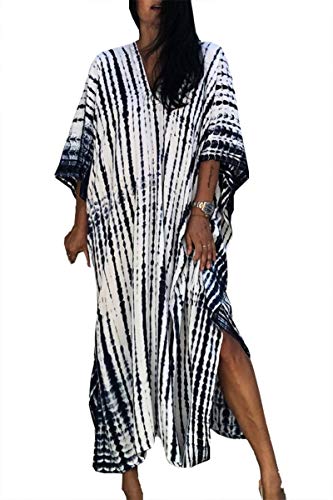 L-Peach Damen Bohemian Kaftan Nachthemd Langes Loungewear Strandkleid Vertuschungen Robe Sarong Pareo von L-Peach