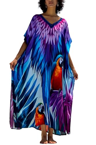 L-Peach Damen Bohemian Kaftan Nachthemd Langes Loungewear Strandkleid Vertuschungen Robe Sarong Pareo von L-Peach