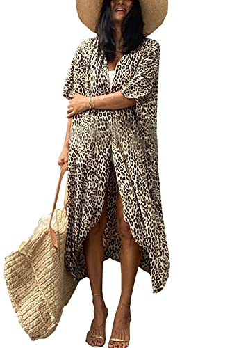 L-Peach Damen Bohemian Kaftan Nachthemd Langes Loungewear Strandkleid Vertuschungen Robe Sarong Pareo von L-Peach