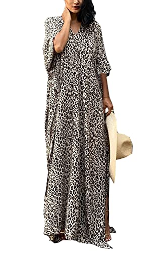 L-Peach Damen Bohemian Kaftan Nachthemd Langes Loungewear Strandkleid Vertuschungen Robe Sarong Pareo von L-Peach