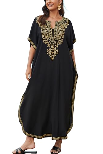 L-Peach Damen Bohemian Kaftan Nachthemd Langes Loungewear Strandkleid Vertuschungen Robe Sarong Pareo von L-Peach