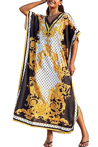 L-Peach Damen Bohemian Kaftan Nachthemd Langes Loungewear Strandkleid Vertuschungen Robe Sarong Pareo von L-Peach