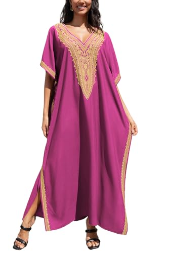 L-Peach Damen Bohemian Kaftan Nachthemd Langes Loungewear Strandkleid Vertuschungen Robe Sarong Pareo von L-Peach