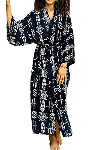 L-Peach Damen Bohemian Kaftan Nachthemd Langes Loungewear Strandkleid Vertuschungen Robe Sarong Pareo von L-Peach