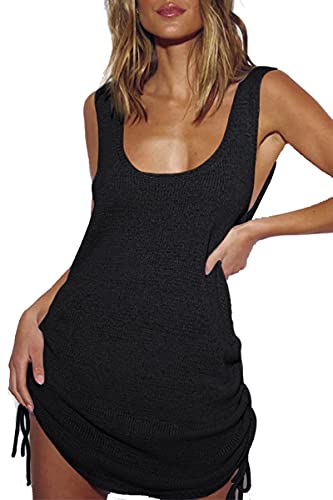 L-Peach Damen Crochet Bikini Cover up Sommer Häkeln Tunika Pareo Beachwear Strandkleid Sommerkleid von L-Peach