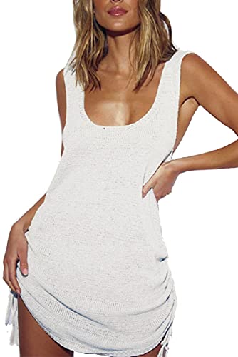 L-Peach Damen Crochet Bikini Cover up Sommer Häkeln Tunika Pareo Beachwear Strandkleid Sommerkleid von L-Peach