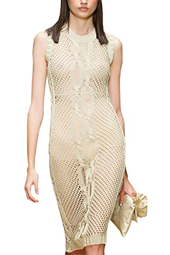 L-Peach Damen Gestrickte Häkeltunika Aushöhlen Strandkleid Pareo Bikini Cover Ups von L-Peach