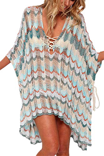 L-Peach Damen Häkeln Tunika Strandkleid Bikini Coverups Pareo One Size von L-Peach