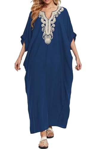 L-Peach Damen Kaftan Loungewear Boho Homewear Übergroße Kimono Cardigan Strandkleid Cover Ups Robe von L-Peach