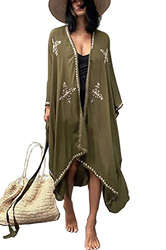 L-Peach Damen Kaftan Loungewear Boho Homewear Übergroße Kimono Cardigan Strandkleid Cover Ups Robe von L-Peach