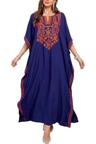 L-Peach Damen Kaftan Loungewear Boho Homewear Übergroße Kimono Maxi Strandkleid Cover Ups Robe von L-Peach