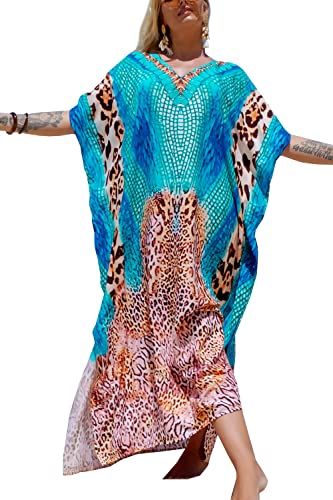 L-Peach Damen Kaftan Nachthemd Lange Loungewear Caftan Strandkleid Vertuschung Robe Sarong Pareo von L-Peach