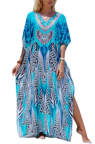 L-Peach Damen Kaftan Nachthemd Lange Loungewear Caftan Strandkleid Vertuschung Robe Sarong Pareo von L-Peach