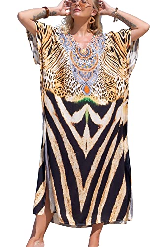 L-Peach Damen Kaftan Nachthemd Lange Loungewear Caftan Strandkleid Vertuschung Robe Sarong Pareo von L-Peach