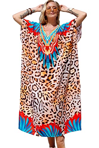 L-Peach Damen Kaftan Nachthemd Lange Loungewear Caftan Strandkleid Vertuschung Robe Sarong Pareo von L-Peach