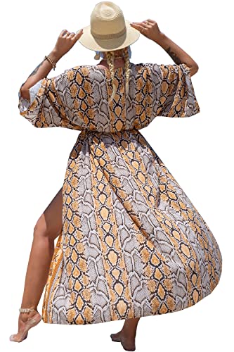 L-Peach Damen Kaftan Nachthemd Lange Loungewear Cardigan Strandkleid Vertuschung Robe Sarong Pareo von L-Peach