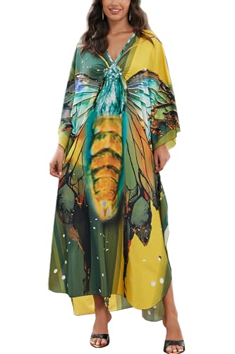 L-Peach Damen Lange Strickjacke Nachthemd ausgestellte Ärmel Homewear Oversized Maxi Kimono Vertuschungsroben von L-Peach