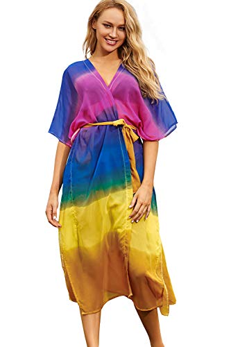 L-Peach Damen Lange Strickjacke Nachthemd ausgestellte Ärmel Homewear Oversized Maxi Kimono Vertuschungsroben von L-Peach