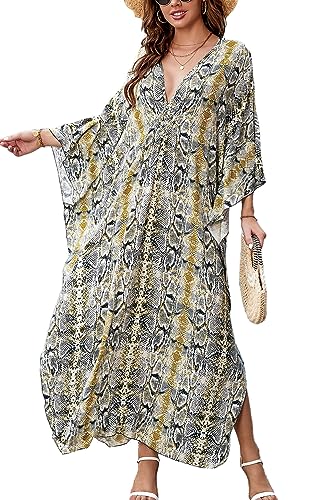 L-Peach Damen Langes Caftan Nachthemd Loungewear Strandkleid Vertuschungen Robe Sarong Pareo von L-Peach