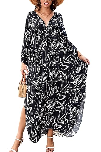 L-Peach Damen Langes Caftan Nachthemd Loungewear Strandkleid Vertuschungen Robe Sarong Pareo von L-Peach