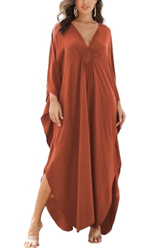 L-Peach Damen Langes Caftan Nachthemd Loungewear Strandkleid Vertuschungen Robe Sarong Pareo von L-Peach