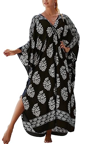 L-Peach Damen Langes Caftan Nachthemd Loungewear Strandkleid Vertuschungen Robe Sarong Pareo von L-Peach