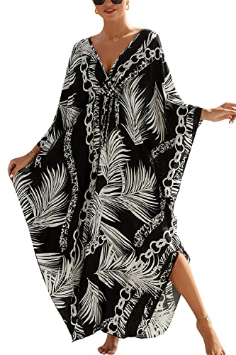 L-Peach Damen Langes Caftan Nachthemd Loungewear Strandkleid Vertuschungen Robe Sarong Pareo von L-Peach