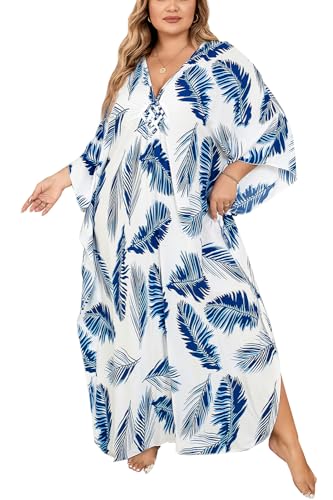 L-Peach Damen Langes Caftan Nachthemd Loungewear Strandkleid Vertuschungen Robe Sarong Pareo von L-Peach