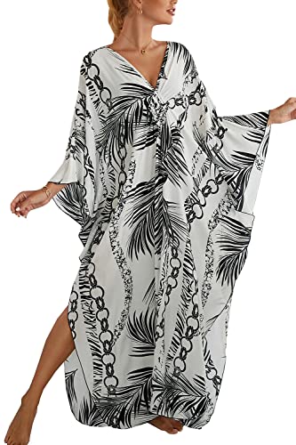 L-Peach Damen Langes Caftan Nachthemd Loungewear Strandkleid Vertuschungen Robe Sarong Pareo von L-Peach