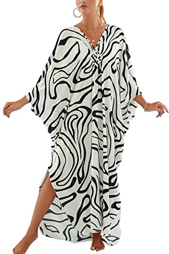 L-Peach Damen Langes Caftan Nachthemd Loungewear Strandkleid Vertuschungen Robe Sarong Pareo von L-Peach
