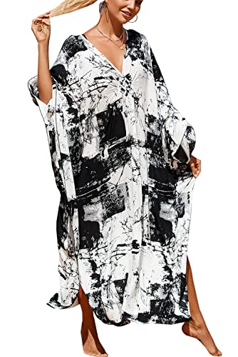 L-Peach Damen Langes Caftan Nachthemd Loungewear Strandkleid Vertuschungen Robe Sarong Pareo von L-Peach